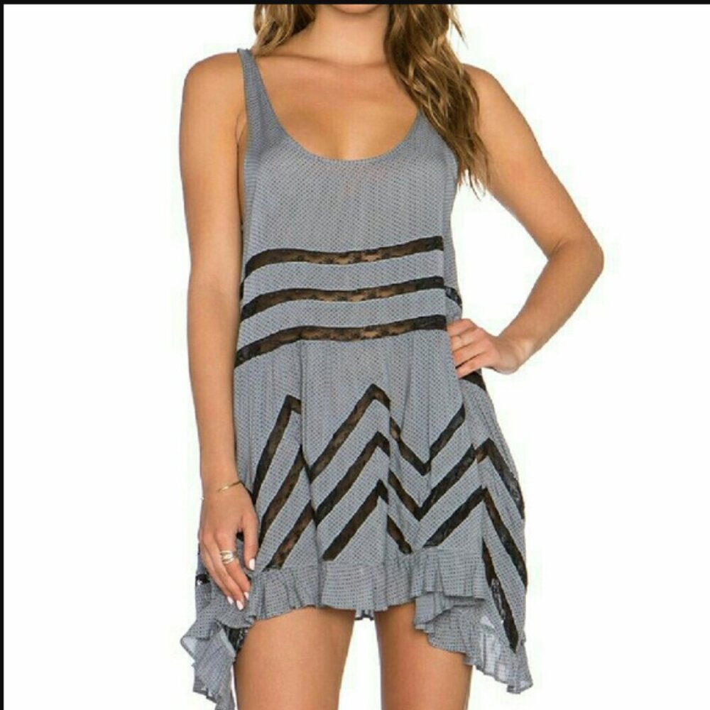 Free People Intimately Voile & Lace Trapeze Slip XS